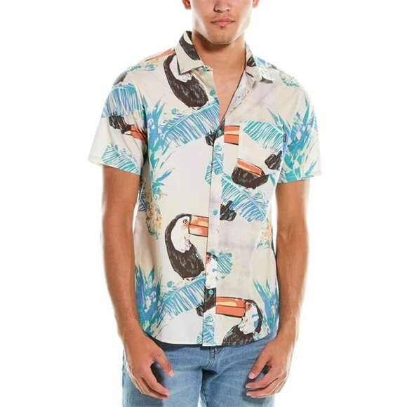 HURLEY- BODEGA PINEAPPLE WOVEN MENS COLLARED SHORT SLEEVE SHIRT - Picture 3 of 11